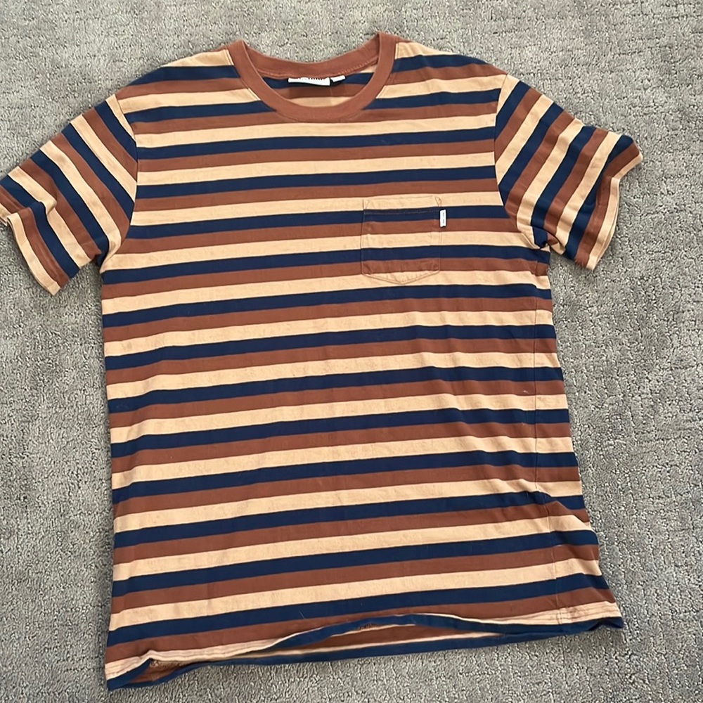 Rhythm Brown and Tan Striped Short Sleeve Tee